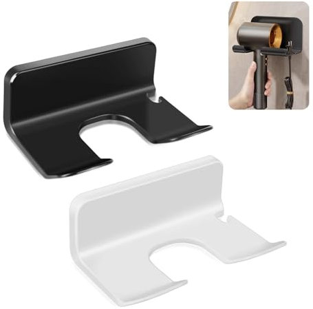 Funtery 2 Stück Fönhalter Ohne Bohren, Haartrocknerhalter Wandhalterung für Haartrockner Fönhalter Wandhalterung Fönhalterständer für Badezimmer Universelle Halterung für die meisten Haartrockner