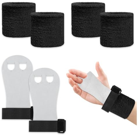 YZROHYI 1 Paar Riemchen Turnen Gymnastik Griffe,Reck Handschuhe Turnen Mädchen Mit 2 Paar Handgelenk,handgelenkstütze Kinder Turnen,Handgelenk Bandagen Pull Up Grips,Fitness Turnhandschuhe