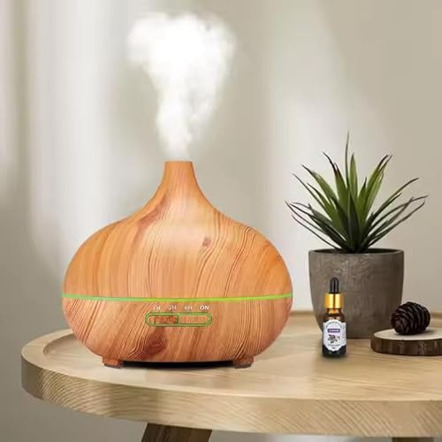 500ml Aroma Diffuser Air Mist Maker with 7 LED Desktop Colorful Light Humidifier UK Plug Aromatherapy Diffusers Air Freshener,Essential Oil Diffuser with Remote Control, 4 Timer and Waterless Auto-Off