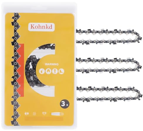 Kohnkdllc 3 Pack 12 inch Chainsaw Chains R45, 3/8 LP Pitch, .043 Gauge, 45 Drive Links for DEWALT DCCS620 20V for KOBALT 24V KCS 1224A-03 for P549 P548 for Oregon 90PX045G, 90SG045G & R45