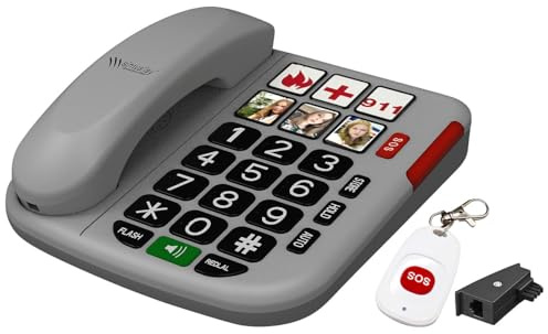 simvalley Communications Senioren-Notruf-Telefon, Garantruf Easy, SOS-Taster, inkl. TAE-Adapter