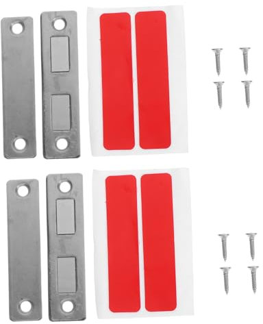 Didiseaon 2pares Cierrapuertas Magnético Invisible De Cierre Automático Sin Perforación Para Armarios y Puertas Correderas Inoxidable Cocina y Color Plateado