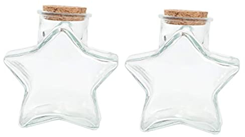 Sosoport 2pezzi Bottiglie Paesaggistiche Forma Di Stella Tappo in Sughero Contenitori Trasparenti Per Messaggi Oli Essenziali e Piccoli Doni