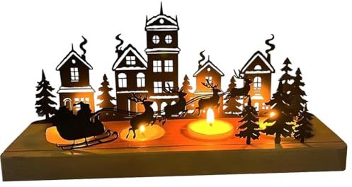 ZORVYN Corona dell'Avvento moderna portacandele in legno e metallo centrotavola per 4 candele come decorazione natalizia da tavolo