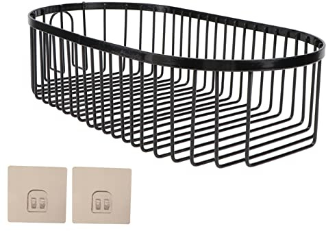 Zerodeko Mensola Bagno Nero Foratura Portaspazzolini e Portaoggetti Sospeso con Drenaggio Organizer Stabile per Cucina e Bagno Moderno