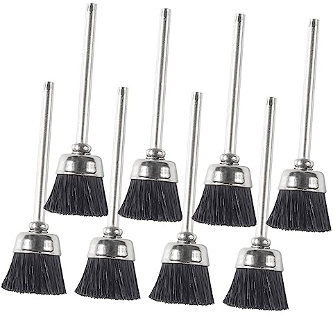 SMASOLO 8pcs Nail Drill Cleaning Brush Metal Bristle Mini Drill Bit Manicure Accessories Versatile Easy Access into Narrow Holes Black for DIY Nail Art Home Use