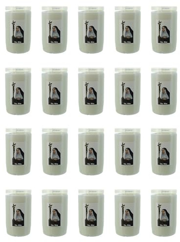 Set di 20 candele devozionali 3 giorni Santa Rita – Candela cristiana – Culto cristiano in cera vegetale