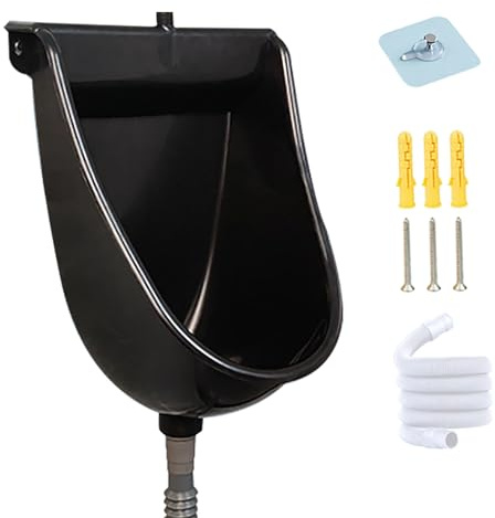 Urinoir d'angle portable à suspendre pour homme avec tuyau pour extérieur et intérieur, idéal pour la maison, l'appartement, le jardin et la salle de bain (blanc)