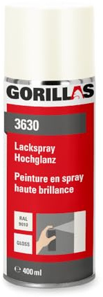 gorillas Lackspray 400 ml Hochglanz RAL 9010 (Reinweiß) – Sprühlack | Profi-Qualität - Sprühlack für innen und außen - Hochwertiger Nitro-Kombinationsharzlack - Temperaturbeständig