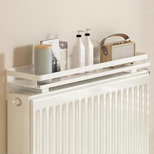 ZIHESY Radiator Shelf White Steam Radiator Covers Small Bathroom Shelf, Heating Hide-Out Cover Modern Cabinet Top No Drilling Required with Easy to Fit Bracket(40cm/15.7in)