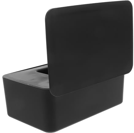 Feuchttuchspender mit Deckel aus Kunststoff, Schwarz | Wasserfestes Design, für Wohnzimmer und Küche, Moderne Minimalistische Optik