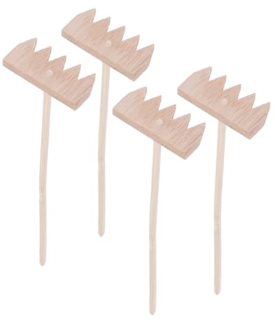 FUNOMOCYA 4 pièces Lot de Mini Râteaux Bambou pour Jardin Zen Accessoires Créatifs pour Bac à Sable de Bureau Outils Décoratifs pour Relaxation et
