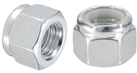 QUARKZMAN 25Pcs 3/8-24 Tuercas Hexagonales Con Insertos De Nylon, Tuercas De Seguridad Autoblocantes De Acero Al Carbono Con Insertos De Nylon Para Fijadores De Industrial, Blanco&Blanco