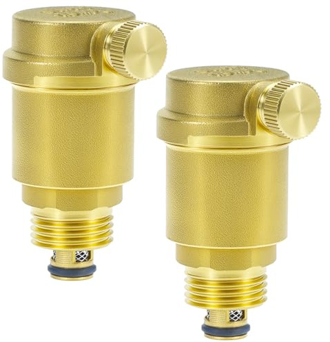 QWORK® 2 Stück DN15 G1/2 Automatischer Schnellentlüfter, Messing Entlüftungsventil für Abgasanlagen und Klimaanlagen entsteht