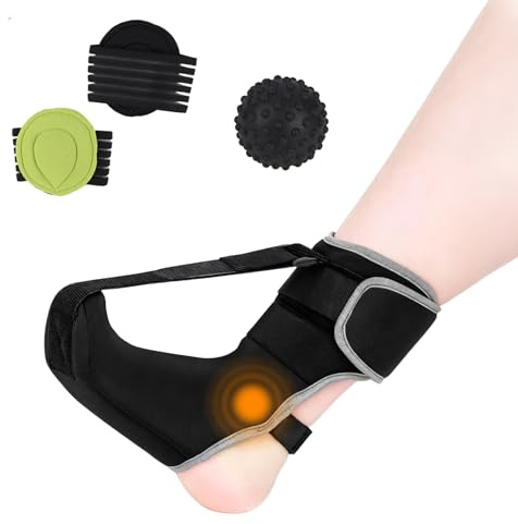 runpeak Plantarfasziitis Bandage 3-in-1 Set，Nachtsocke mit Fußgewölbe Pads & Massageball, Plantarfasziitis Entlastung für Ferse & Fußgewölbe, Bequemer als herkömmliche Nachtschiene
