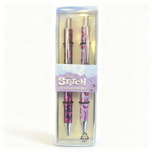 Disney Lilo & Stitch Ballpoint Pen Set – 2 PCS Premium Ballpens in Gift Box with Foil Design | Smooth Writing, Collectible Stationery for Fans & Gifting