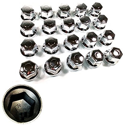 flexzone 20pcs 32mm Wheel Nut Caps Bolt Covers Chrome Universal Compatible with Mercedes-Benz Bmc Man Daf Scania Iveco Volvo