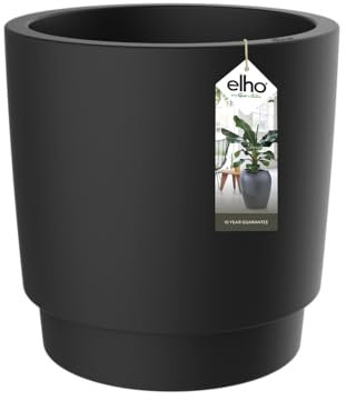 elho Pure Grade 40 - Vaso da fiori per interni ed esterni - Ø 39,0 x H 39,5 cm - Nero/Nero