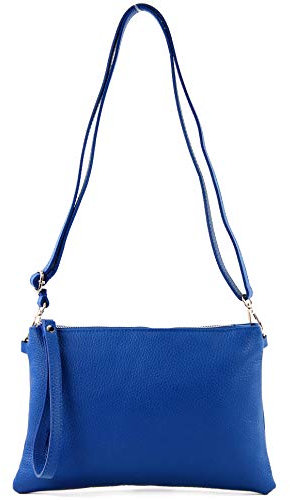 modamoda de T186 Damen Leder Clutch Umhängetasche Abendtasche handmade in Italy, Farbe:Blau