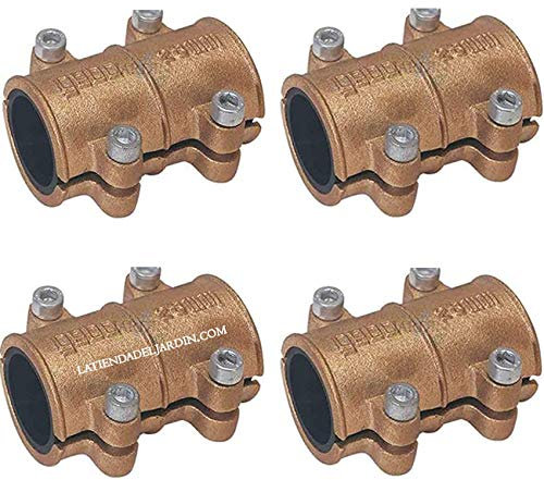 Suinga Pack 4 Abrazaderas Tapa Poros 15mm Latón para Tubos de Cobre | Ideal para Fontanería y Gas | Alta Durabilidad y Fácil Instalación, dorado