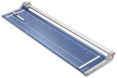 Dahle 558 Rollenschneider, bis DIN A0, 7 Blatt, blau | Metalltisch 1520×395 mm, doppelte Führungsstange, ergonomischer Messerkopf, Schnittlänge 1300 mm