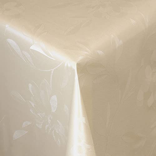 Wachstischdecke Wachstuch Tischdecke Gartentischdecke abwaschbar eckig 100x140 cm Relief Blumen Beige