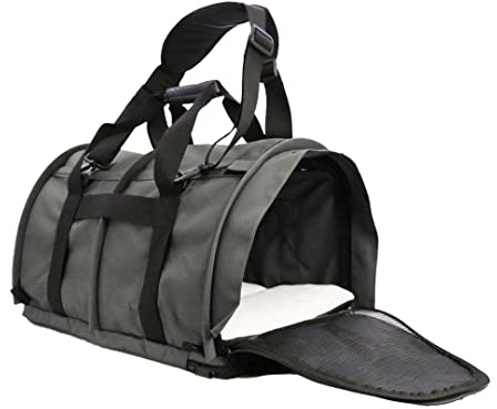 SturdiBag XL Haustier-Reisetragetasche: Flexible Höhe für Katzen und Hund, weiche Seiten mit Sicherheitsclips und Sicherheitsgurten, Rauchfarben, 50,8 x 40,6 x 30,5 cm (PN: SB3-PRO-SM)