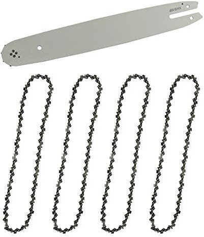 Guide-chaîne & 4 Chaînes de tronçonneuses,Guide tronçonneuse 35cm,Chaînes de tronçonneuses à gouges carrées 3/8 1,3 mm 50 maillons longueur compatible avec STIHL
