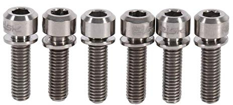 6pcs Fahrrad Vorbau Schrauben, Titanlegierung Fahrrad Vorbau Schraube M5 x 18mm Schrauben Schraube Mit Unterlegscheiben Set für MTB Fahrrad Vorbau(Titan)