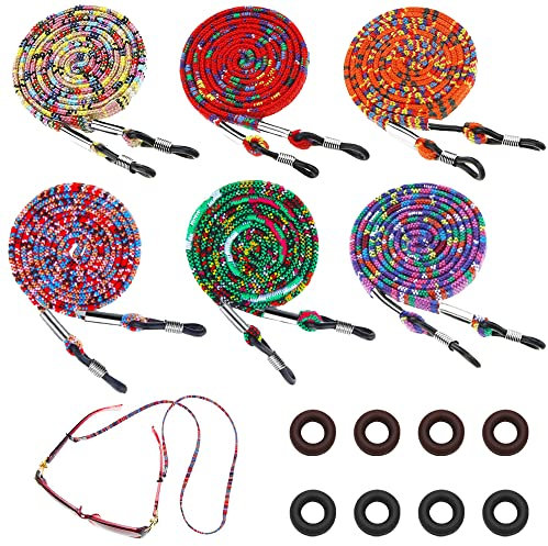 XINCHAO 6 Stück Brillenband Brillenkette Eyewear Strap Brillenbänder Brillenkette mit Einstellbare Sonnenbrille Kette Hals Lanyard Maskenkette für Sonnenbrillen, Lesebrillen, Schutzbrille