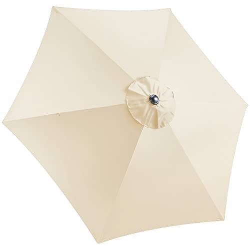 CHRISTOW Replacement Parasol Canopy 2.4m Hexagonal 6 Arms UV 30+ Protection For Garden Umbrella (Cream Fabric)
