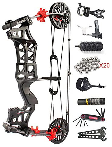Compoundbogen Stahlkugel Bogen, 30-60lbs Compoundbogenset, Gordon Wurfarme Made in USA, Stahl Ball Compound Bögen für Erwachsene Anfänger Bogen Sportbogen Jagdbogen Bogenschießen (Bogen Set)
