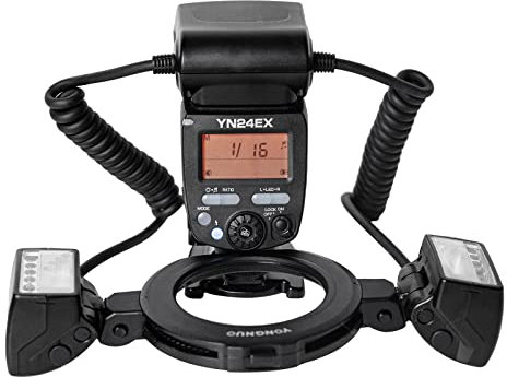 Yongnuo YN24EX S Macro Flash Speedlite, GN18 TTL with 2 Flash Heads 7 Adapter Rings, for Sony a6600 a6500 a6400 a7R4 a7R3 a7S3 a7S3 Cameras