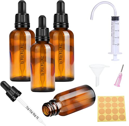 Nuts OT nuts Pipettenflasche 30ml 4 Stk Tropfflasche Dropper Bottle Flasche mit Pipette Kleine mit 5 Zubehör Aromatherapie für ätherische Öle Liquid Dyes Duftstoffe Apothekerflasche(Braune)