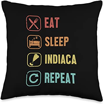 Indiaca Professional Peteca Peteca Players Gifts Eat Sleep Indiaca Repeat Game Ball Professional Peteca Throw Pillow, 16x16, Multicolor