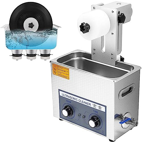 ANXYYDS 6L Ultrasonic Vinyl Record Cleaner 4 Pcs One Time Auto Rotating Double Sided LP Cleaning 0-30 Minutes Timing Vinyl Record Cleaning System,110V