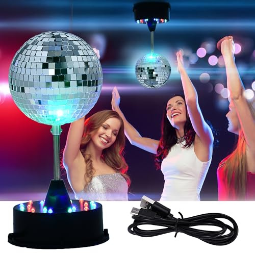 Light Autumn Rotating Disco Ball Lights - Rotating Mini Disco Ball with Hanging LED - Battery Operated Versatile Dancing Lighting Accessory - Ideal for Parties, or Dance Floors, Clubs, and Events