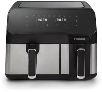 Hisense, HAF2900D, Friggitrice dual 8 programmi automatici, temperatura 80-200°C, 8.6L, potenza massima 1700W, display LED e comandi touch