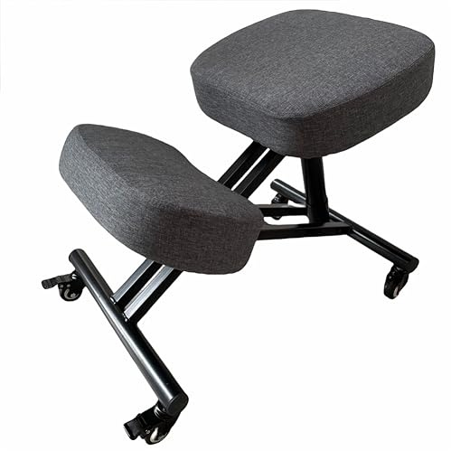BLACK POINT O'kneel Basic Ergonomischer Kniestuhl aus Leinen für Zuhause und Büro. Bürostuhl ergonomisch (Grauer Leinenbezug im Lieferumfang enthalten)