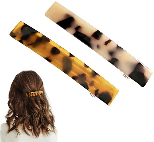 ZEACCT 2 Mollette per Capelli Design Francese,Molletta per Capelli Guscio Tartaruga,Molletta per Capelli Automatica,Mollette per Capelli Donna,Mollette Ovali Stile Francese,per Capelli Sottili