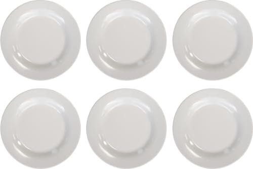 Dekorah 6 platos llanos de melamina, platos blancos resistentes, aptos para lavavajillas, fabricados en Italia