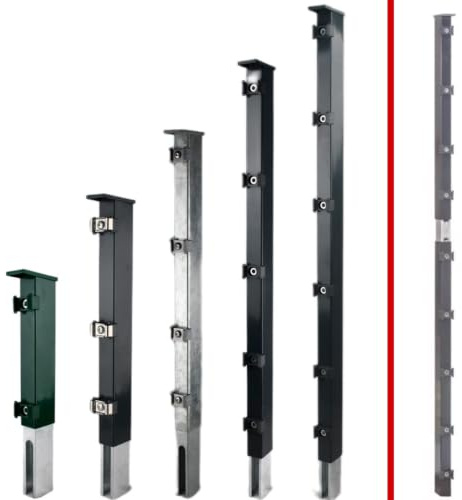 Pfostenverlängerung Doppelstabmattenpfosten 60 x 40 mm, Moosgrün, 100 cm | Pfostenaufsatz für 60 x 40 mm Doppelstabmattenpfosten mit VA-Klemmhalter und vormontierten Auflageböcken