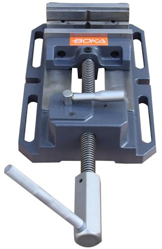BOKA Bohrmaschinen-Schraubstock 100mm mit Schnellspannfunktion, Bohrschraubstock für Metallfräsen mit Prismenbacke, TSL-100Q