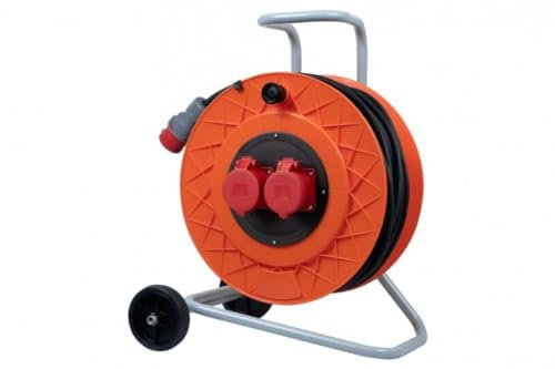 NAKA Kabeltrommel Kabelaufroller Verlängerungskabel Kabelrolle 230V 400V CEE 2x32A 50m 5x4 Profi Metall Kunststoff