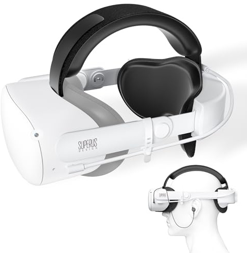 SUPERUS Elite Strap mit Akku Kompatibel mit Meta Quest 2 - Battery Head Strap mit Kopfhörern für Meta/Oculus Quest 2 Zubehör - Spielzeit verlängern & Kopfdruck reduzieren
