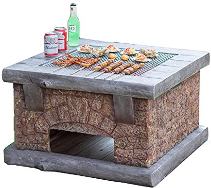 NOALED Feuerstelle Holzbefeuerte Feuerstelle, Holzkohlegrilltisch für den Innenhof im Freien, Grillkamin-Set auf der Terrasse zu Hause