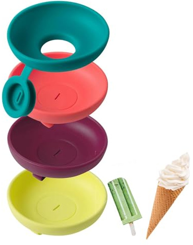 4 Pack Ice Lolly Holder Drip Catcher | Silicone Mess- Ice Pop Holder | Food Grade No Drip Popsicle Holder | Reusable Toddler Ice Cream Holder for Outdoor Activities