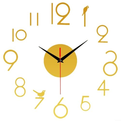 Orologio da parete personalizzato fai da te, adesivi con numeri per decorazione creativa della casa (Oro)