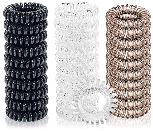 Xanewza 30 Stück Spiral Haargummis, 3 Farben Telefonkabel Haargummi, Elastisch Haarband Zopfgummi, Haargummi Damen, Haarband Telefonkabel für Mädchen und Damen (C)