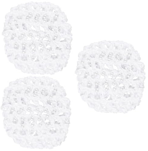 Healeved 3stücke Handgefertigtes Elastisches Haarnetz Mit Perlenschmuck Für Damen Hochzeits-haarschmuck Elegantes Accessoire Für Friseur Tänzerin Und Berufstätige Weiß